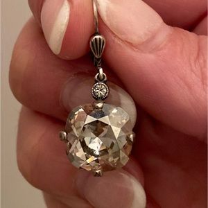 Silver Cushion cut crystal earrings